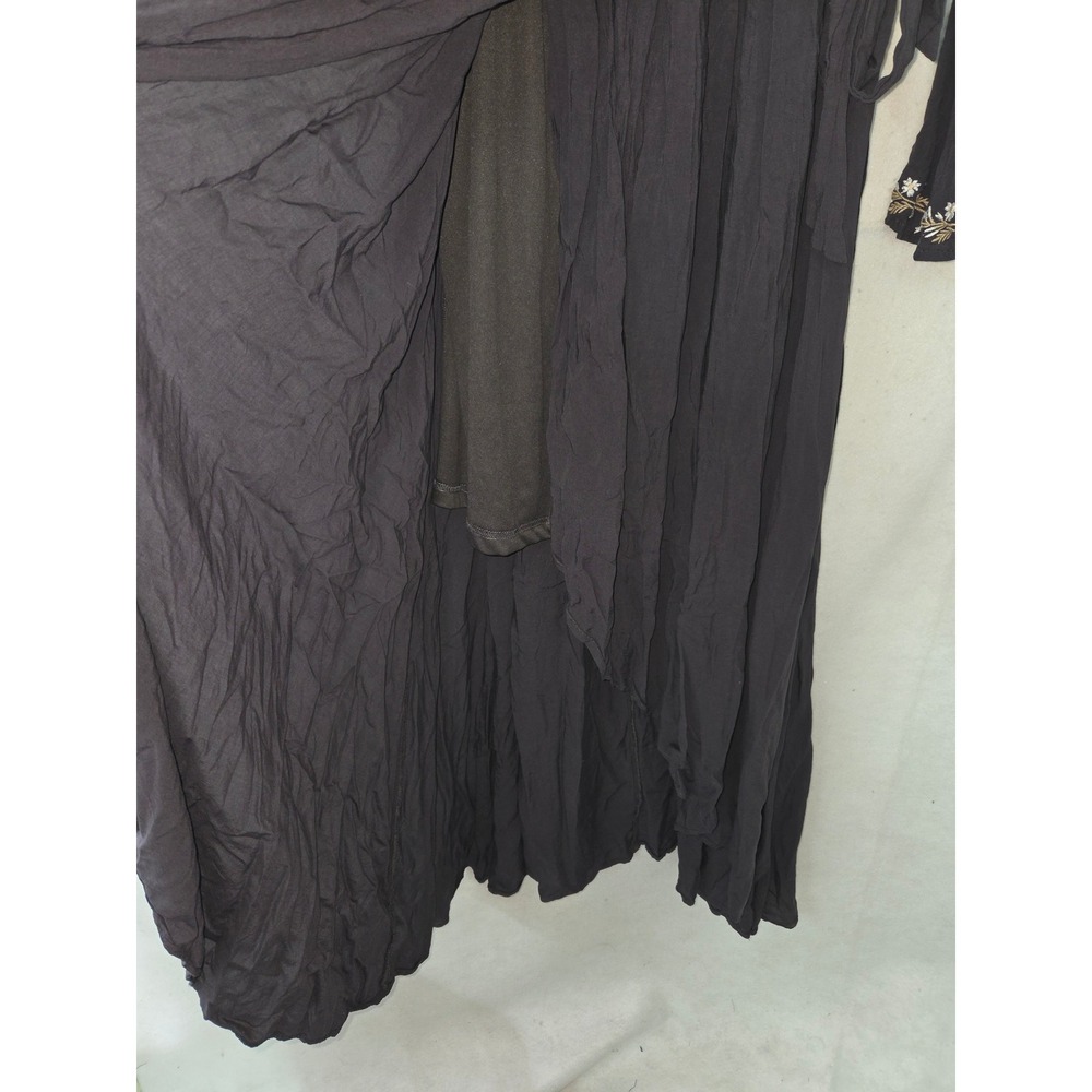 Jodifl Wrap Maxi Dress Womens Small‎ Charcoal Gray Floral Embroidered Boho J3292 - Picture 10 of 11